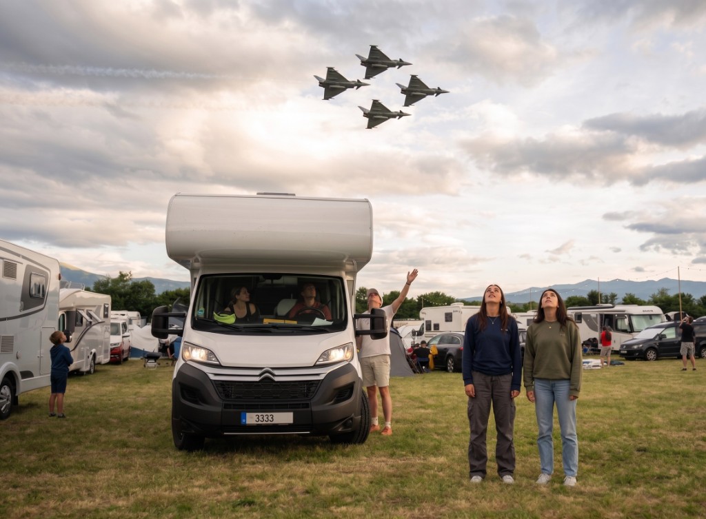 Wohnmobile am Schitterhof Camping mit Jet-Formation AirPower